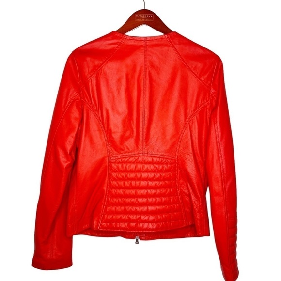 D’ARIENZO Italian Leather Dual Front Zipper Moto Style Jacket Size XL in Orange - Picture 8 of 16